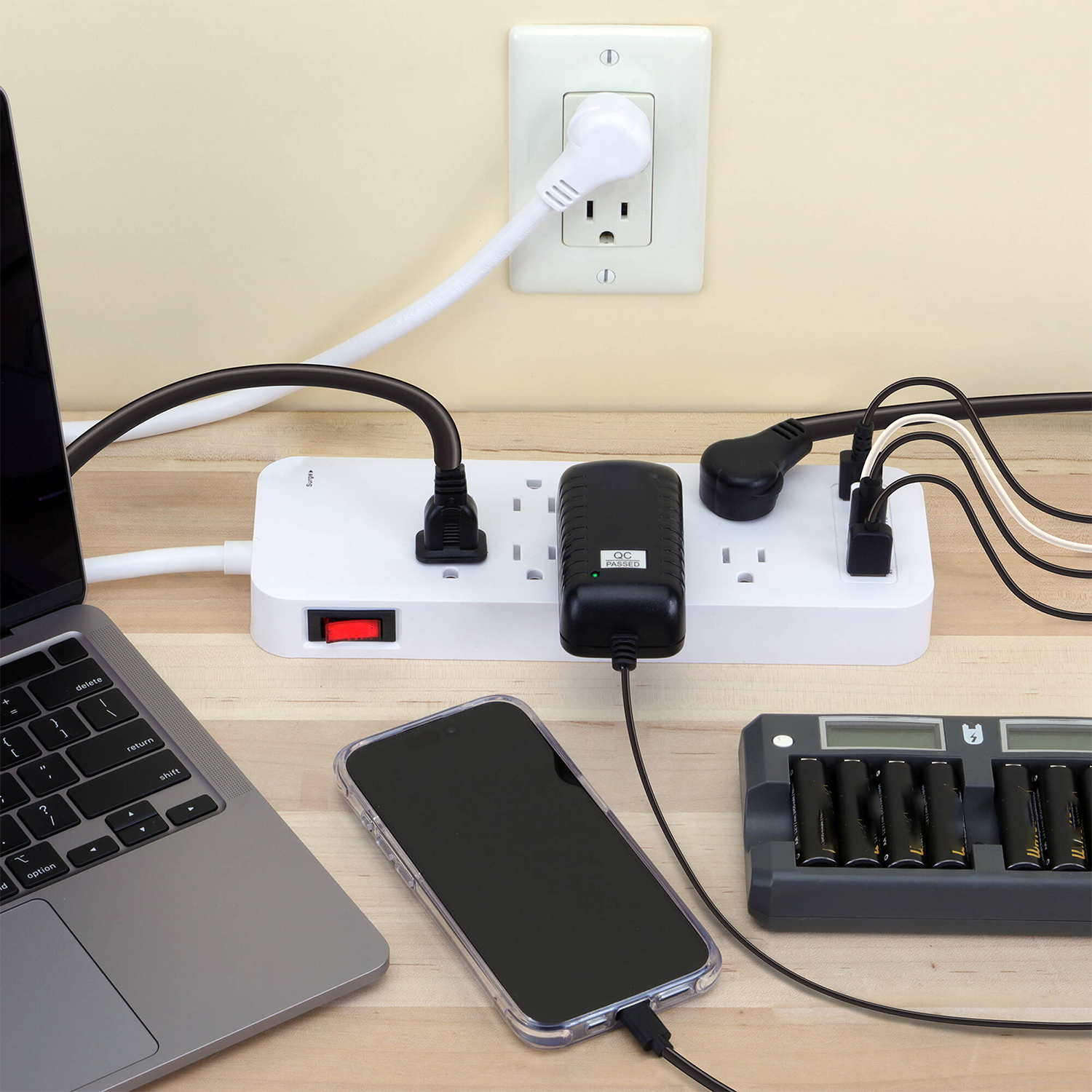 10‑Outlet Surge Protector Power Strip With Usb‑A Usb‑C Charging Ports