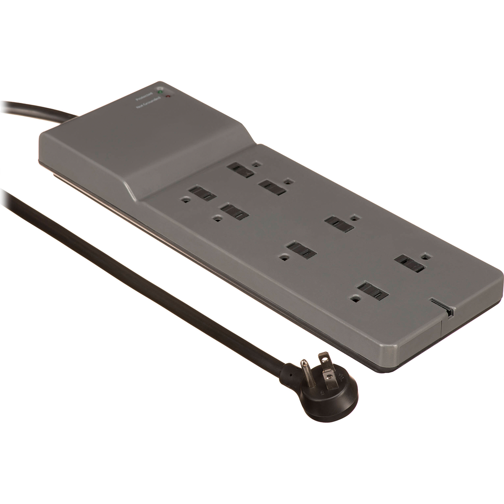 8‑Outlet Surge Protector Power Strip With Right‑Angle Plug